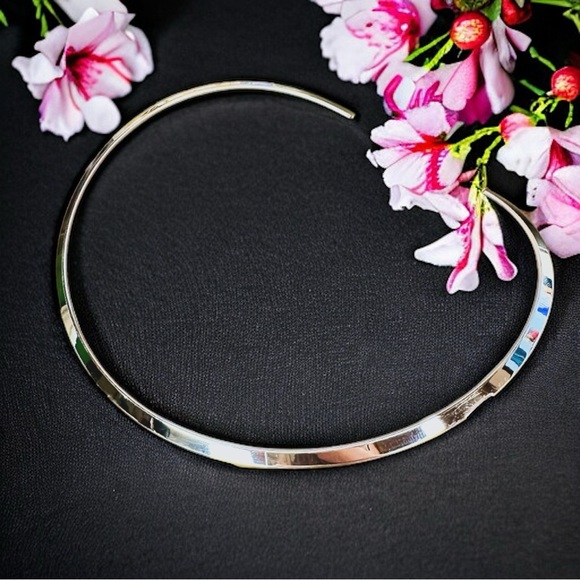 NEW High Polished Stainless Steel Smooth Open Collar Necklace Celeb Favorite - Picture 5 of 14